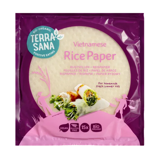 Papel de arroz vietnamita Terrasana 15 folhas 150 g