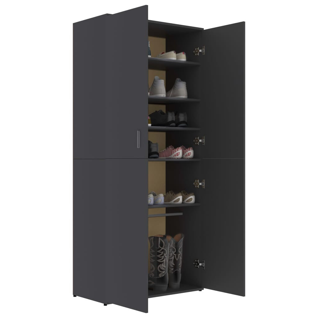 Vidaxl Mueble Zapatero De Madera Contrachapada Gris 80x39x178 Cm_4