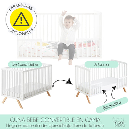 Cuna Colecho De Bebé Nuru Estilo Nórdico 120x60 Cm, Con Kit Colecho Y Colchón Morfeo_3