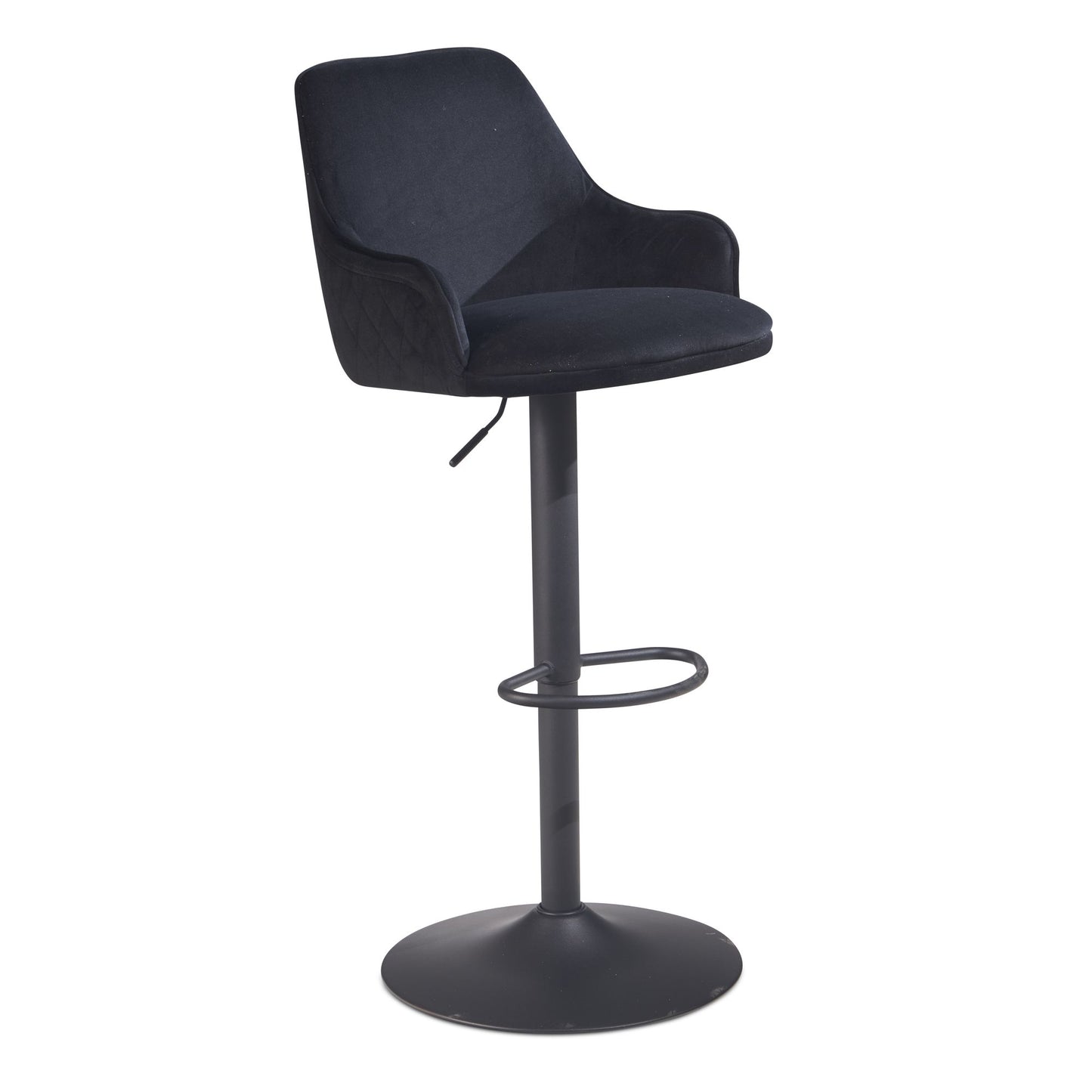 Taburete De Bar, Terciopelo Negro Con Respaldo 86 - 106 Cm_0