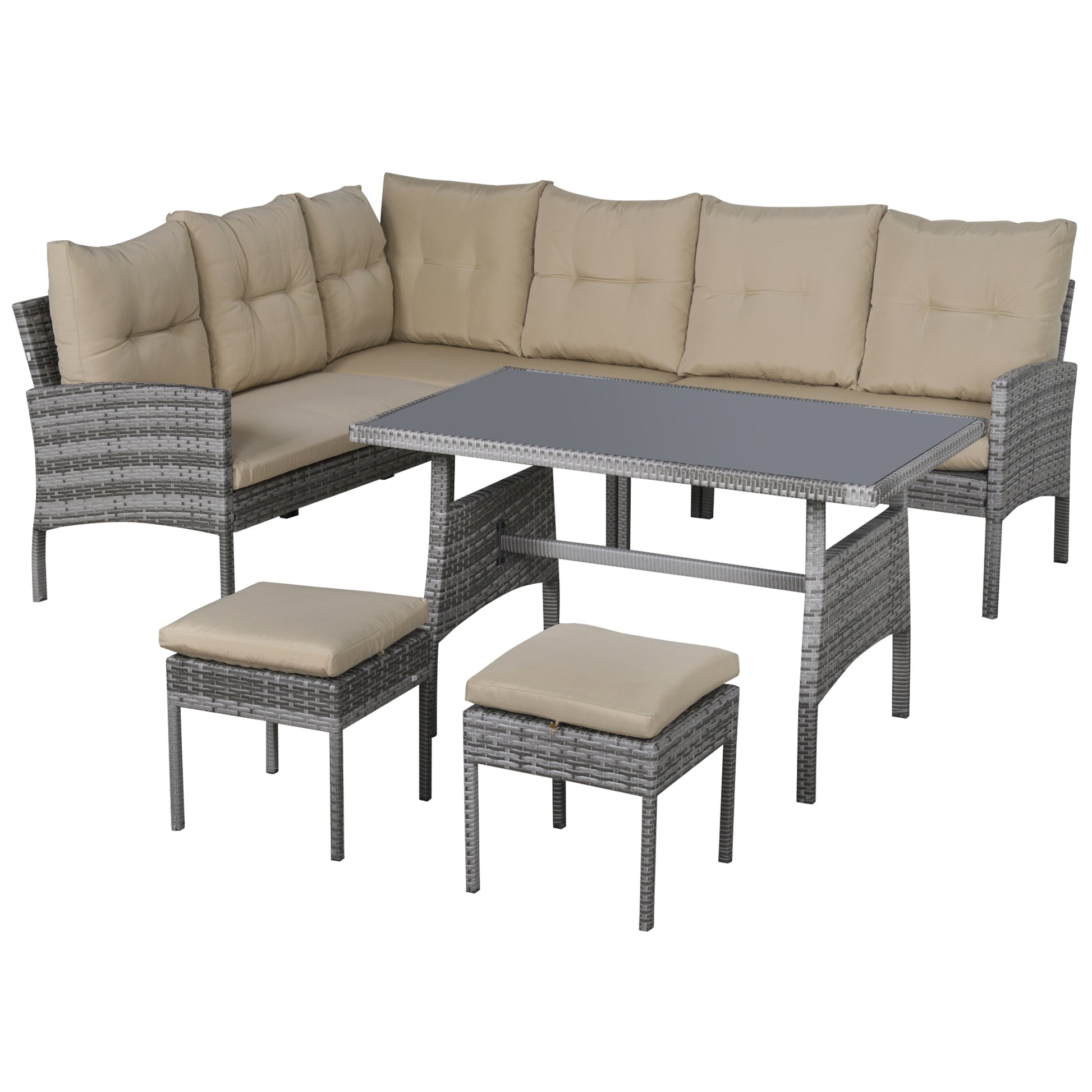 Outsunny Conjunto De Muebles De Jardín 6 Piezas De Ratán Sofás De 2 Plazas_0