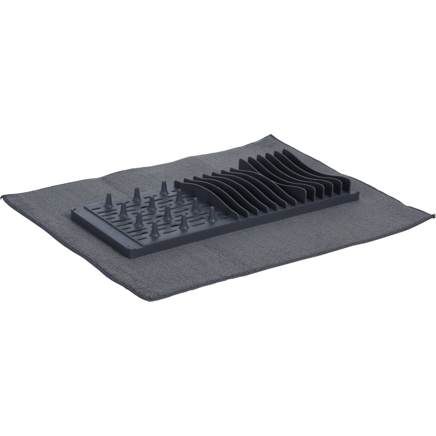 Well Home Escurreplatos Con Alfombrilla De Secado De Microfibra Color Gris_0