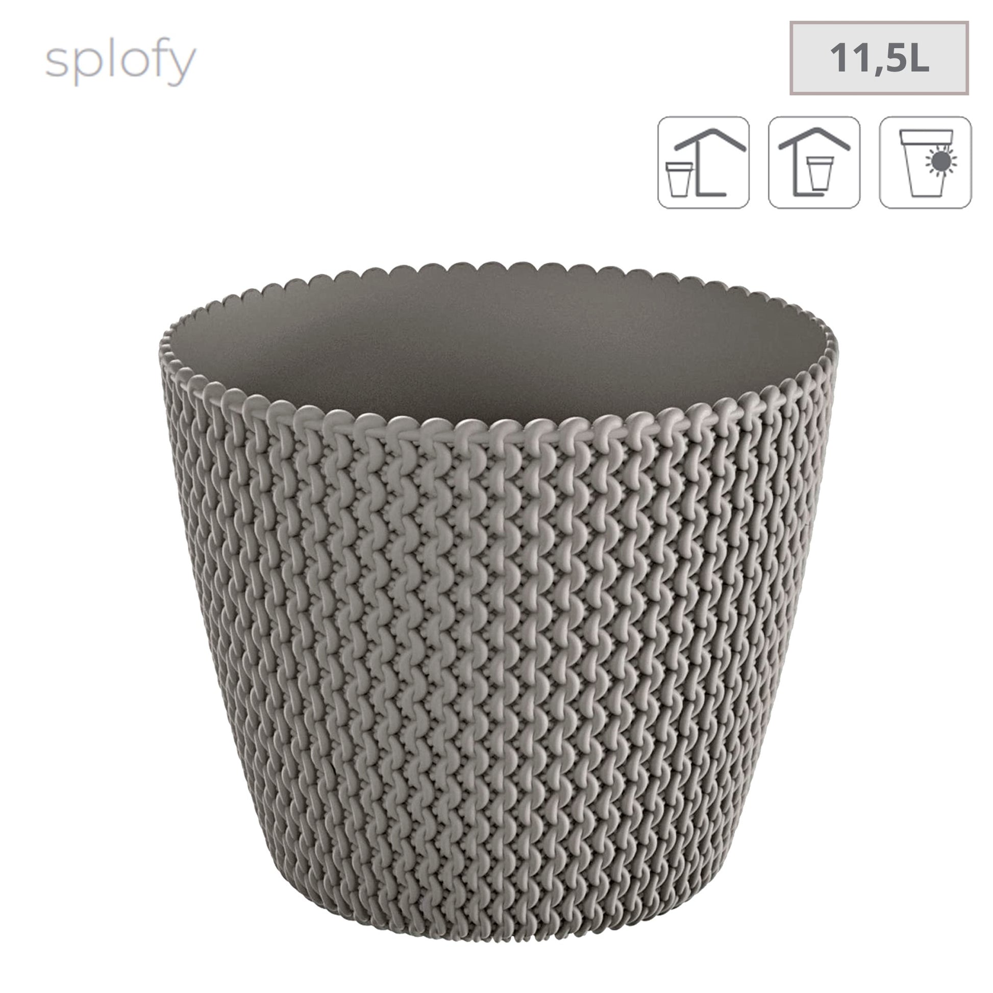 2x Maceta Redonda 11,5l Prosperplast Splofy De Plastico En Color Gris, Ø29,5 X 24,9 Cm