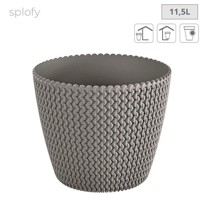2x Maceta Redonda 11,5l Prosperplast Splofy De Plastico En Color Gris, Ø29,5 X 24,9 Cm