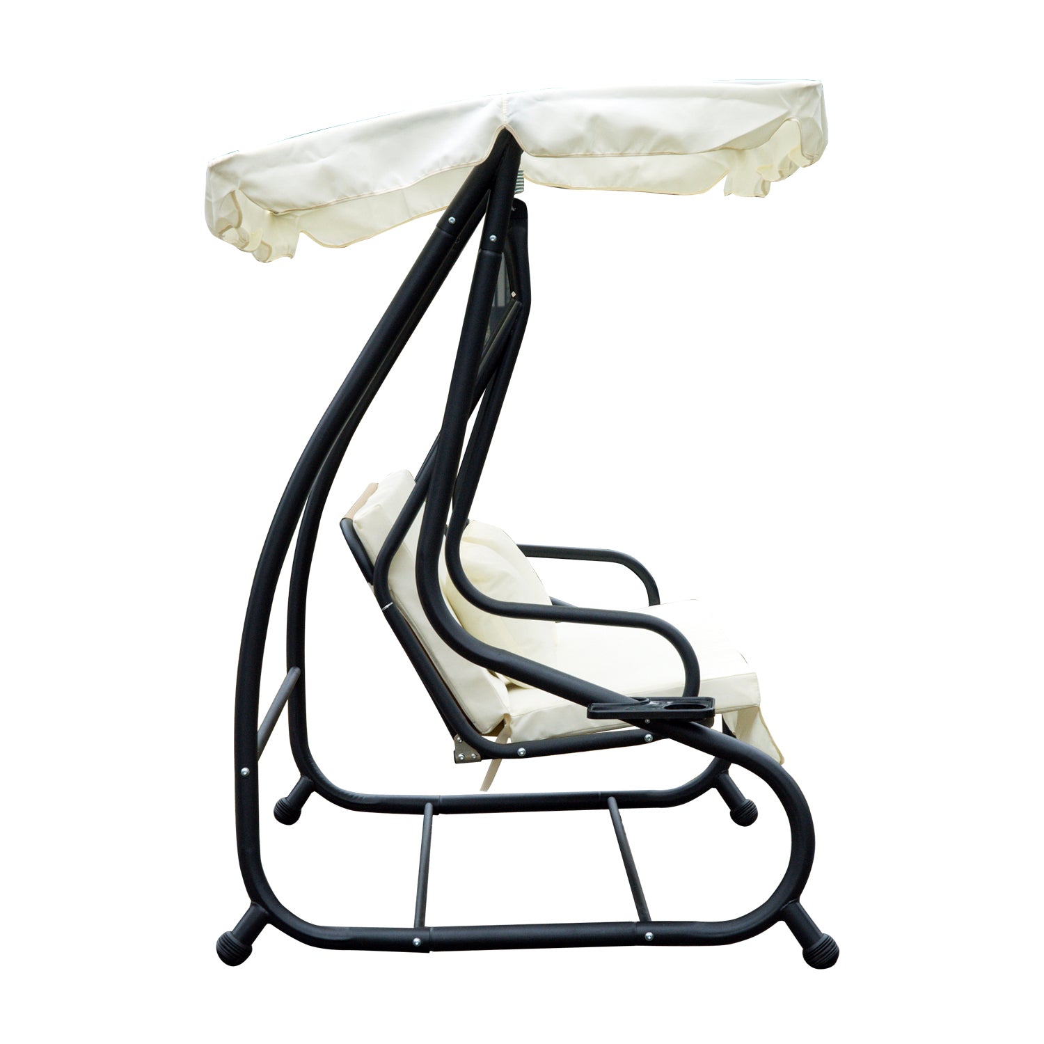 Outsunny Columpio Balancín Jardín Convertible En Cama Techo Ajustable Beige_4