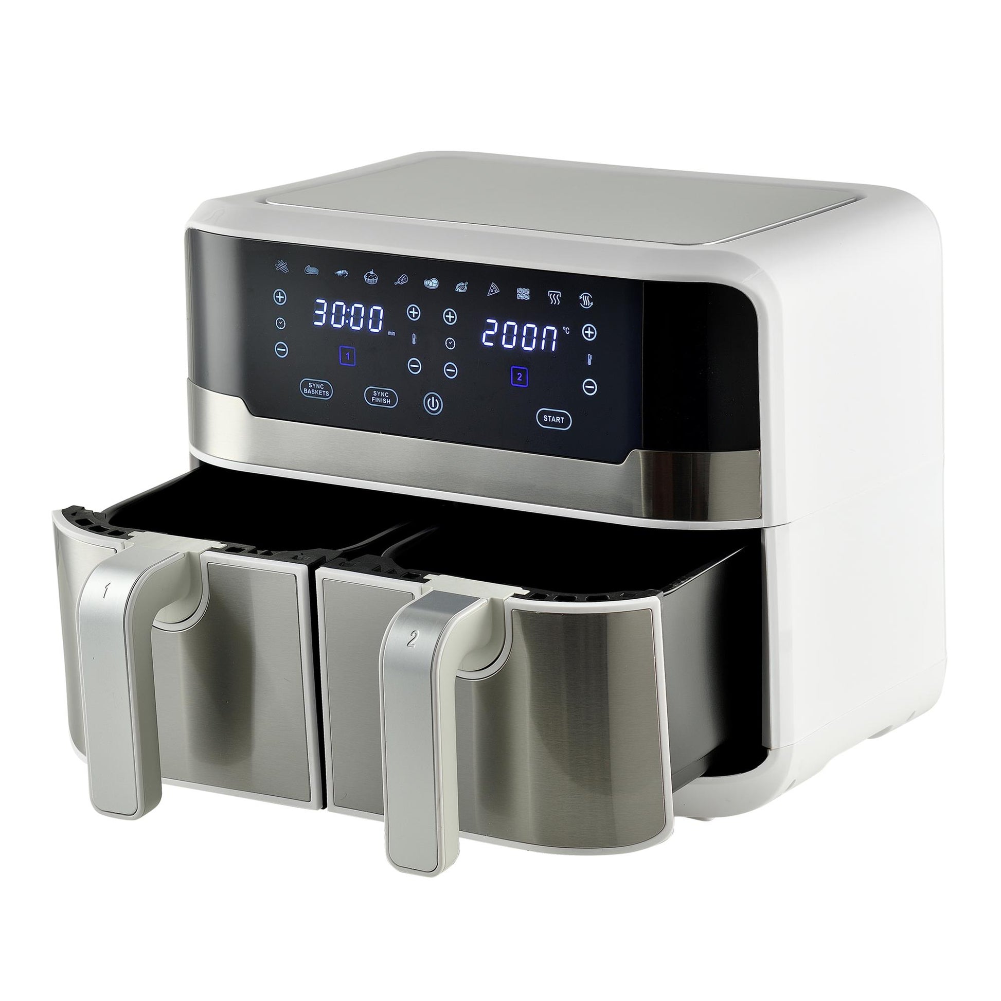 Freidora De Aire 9l 2400w Masterpro Rocket Duo 900 Blanca Con Led Táctil Y 11 Funciones_0