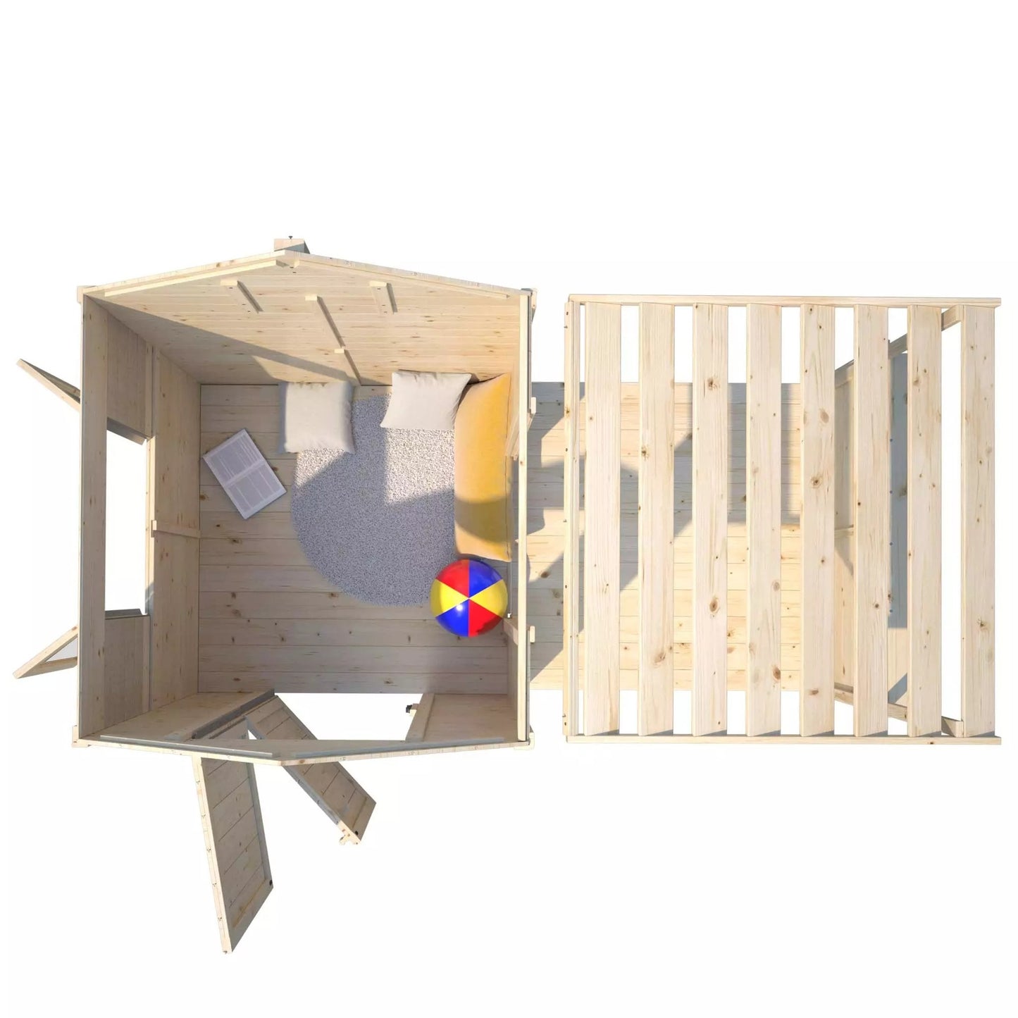 Casa de brincar infantil em madeira Eugenie Soulet com varanda