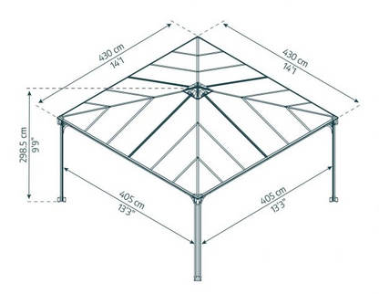 Gazebo Palermo gazebo em alumínio 430x430 cm Canopia da Palram
