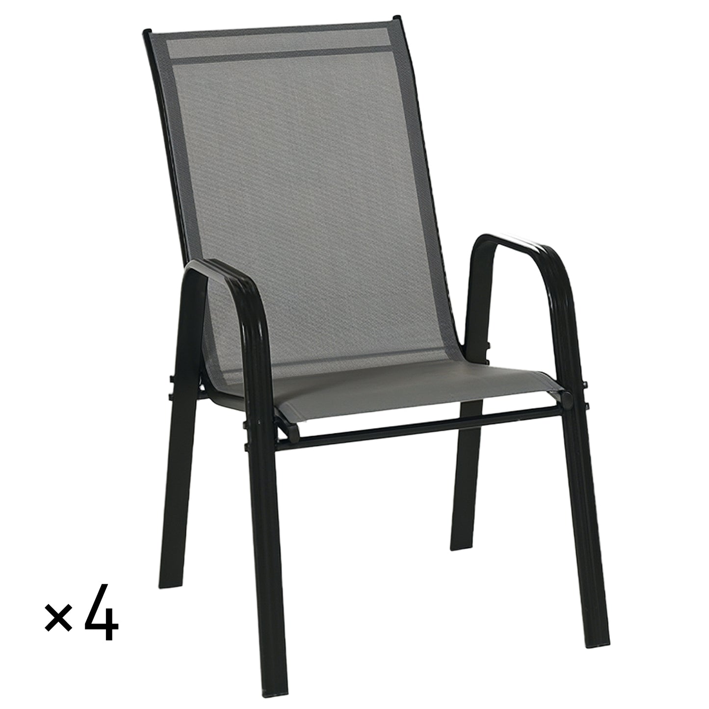 Outsunny Juego De 4 Sillas De Jardín Exterior 54x75,5x95 Cm Gris_0