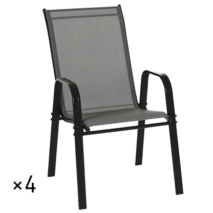 Outsunny Juego De 4 Sillas De Jardín Exterior 54x75,5x95 Cm Gris_0