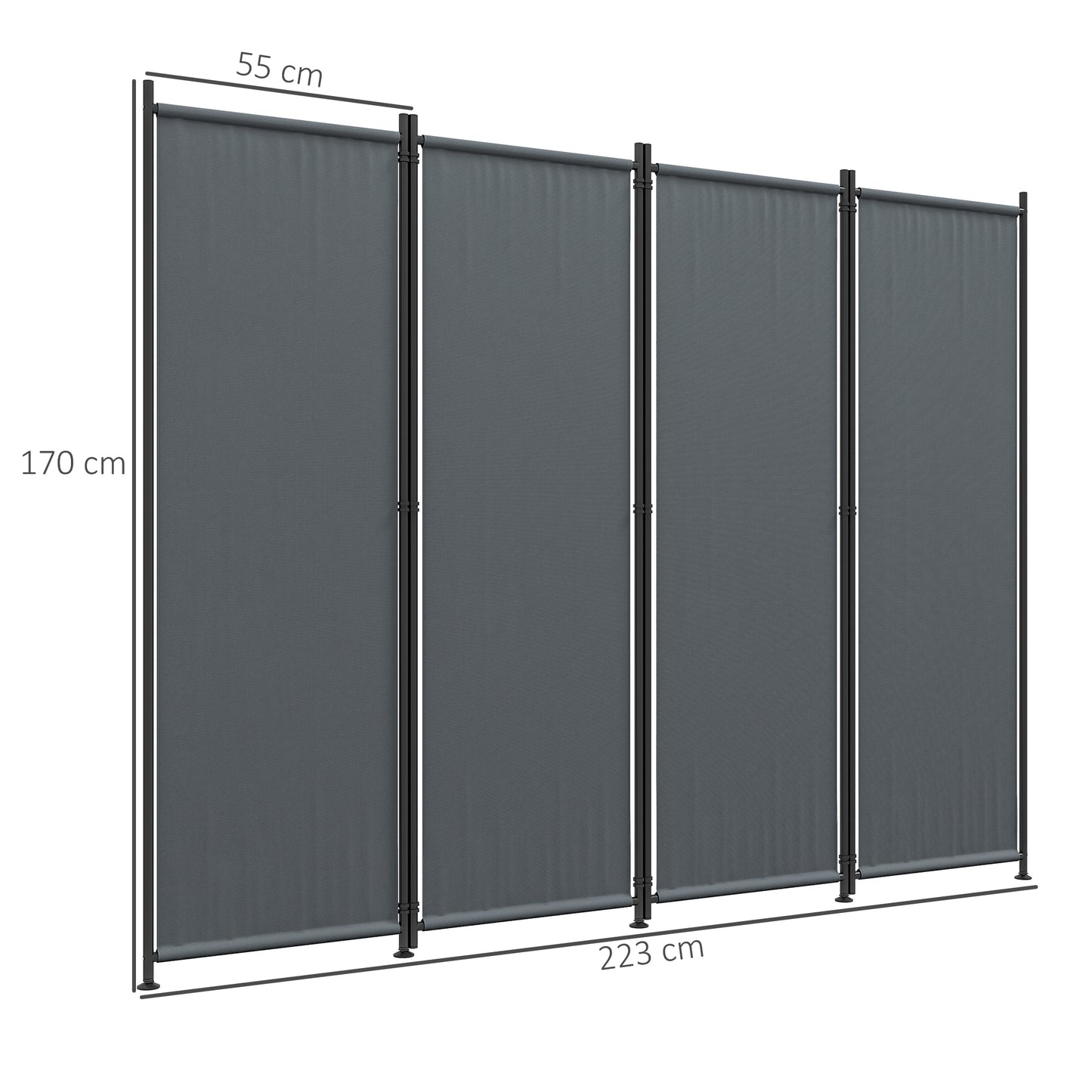 Outsunny Biombo Separador De Ambientes De 4 Paneles Plegable 223x170 Cm Gris_2