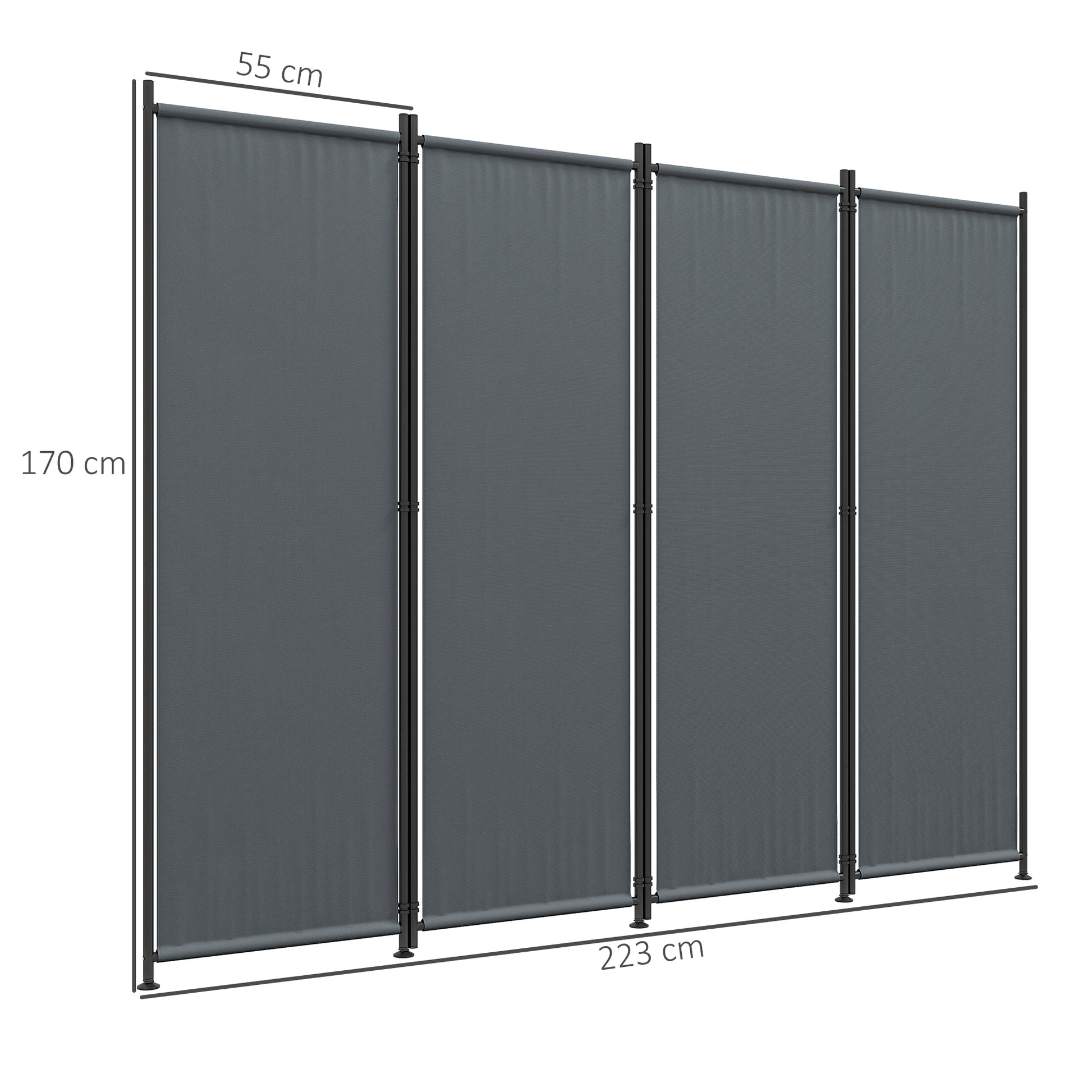 Outsunny Biombo Separador De Ambientes De 4 Paneles Plegable 223x170 Cm Gris_2