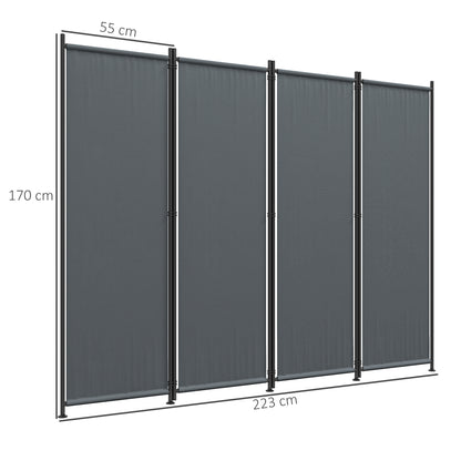 Outsunny Biombo Separador De Ambientes De 4 Paneles Plegable 223x170 Cm Gris_2