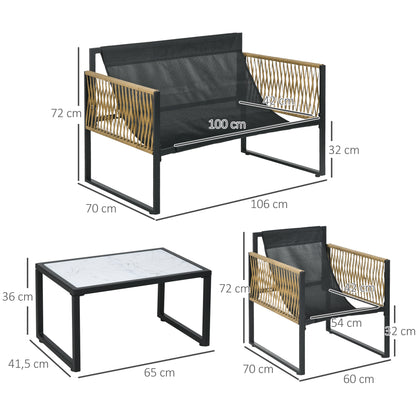 Outsunny Conjunto De Jardín De Ratán Sintético De 4 Piezas Crema_2