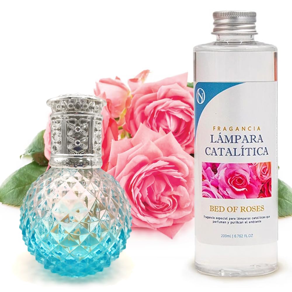 Lámpara Catalítica Blue Diamonds + Aroma Bed Of Roses 500ml - Elimina Malos Olores, Impurezas Y Perfuma_0