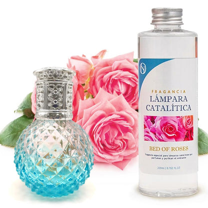 Lámpara Catalítica Blue Diamonds + Aroma Bed Of Roses 500ml - Elimina Malos Olores, Impurezas Y Perfuma_0