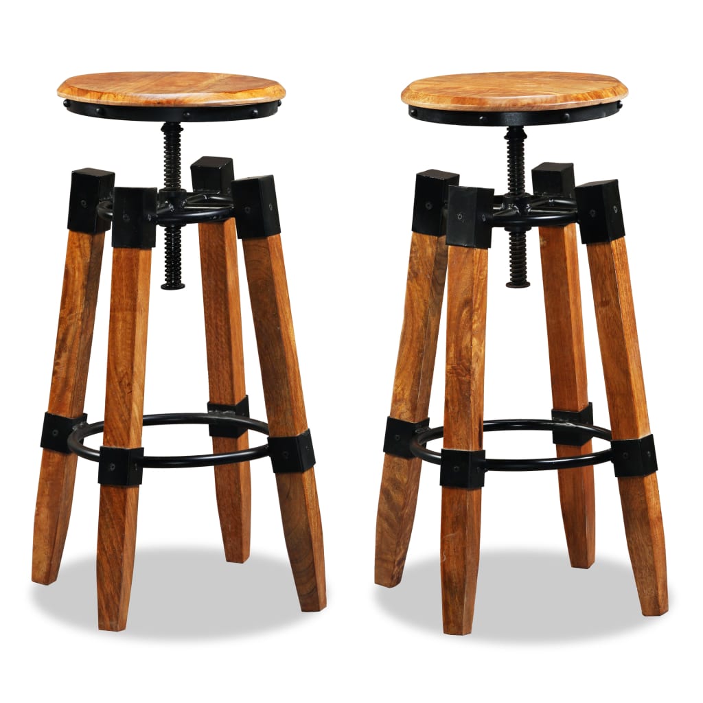 Taburetes De Cocina 2 Unidades Madera Maciza De Mango_4