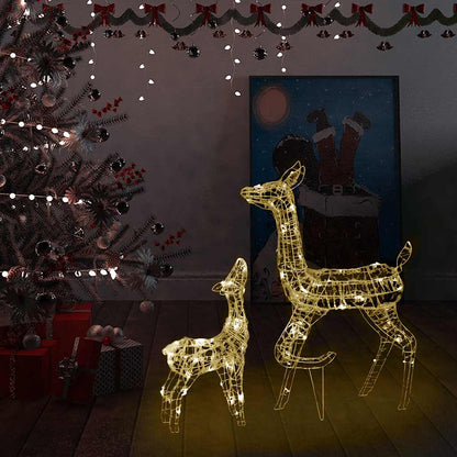 Vidaxl Familia De Renos De Navidad Acrílico Blanco Cálido 160 Leds_1