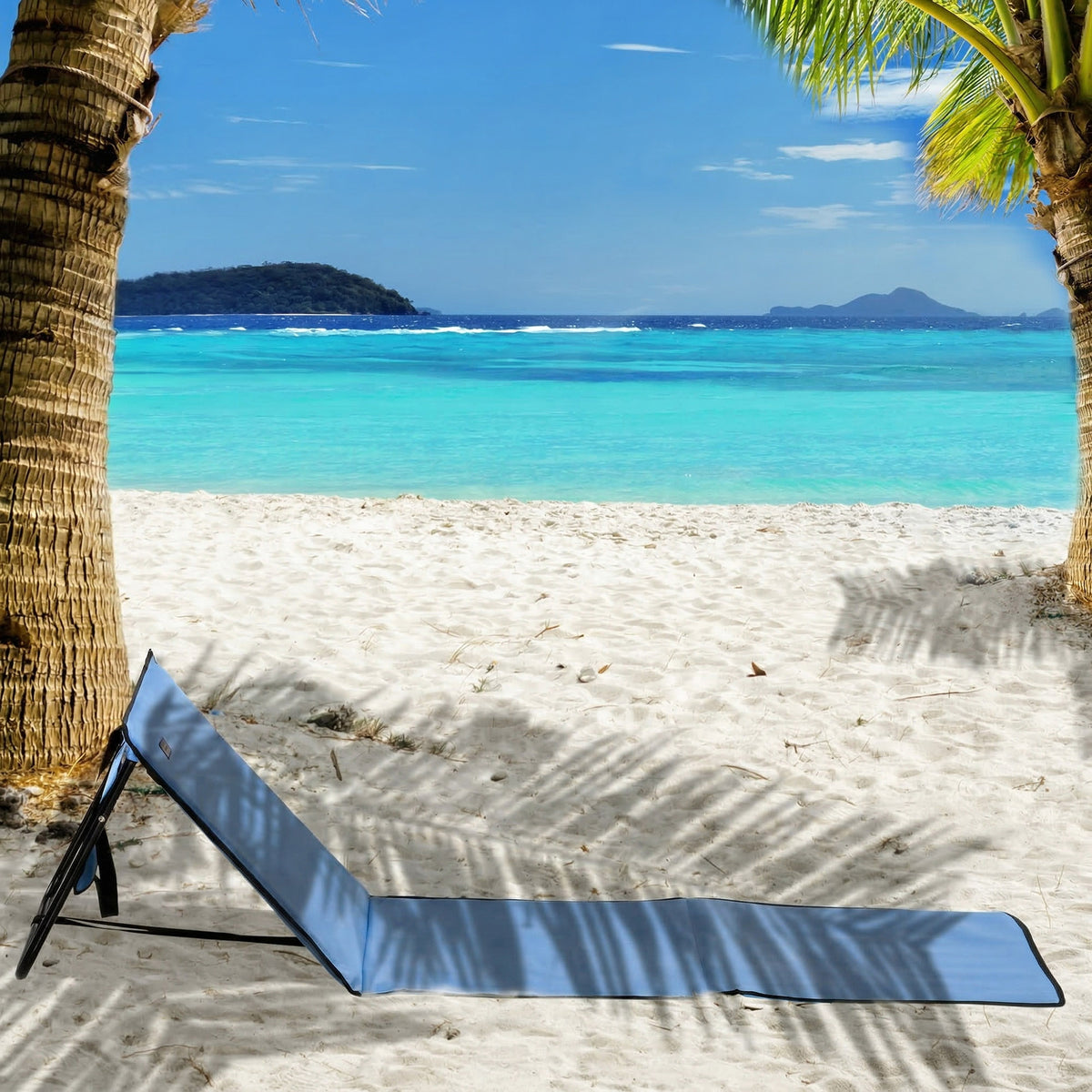 Esterillas De Playa Outsunny Acero, Tela Oxford Azul 142x51x40 Cm_1