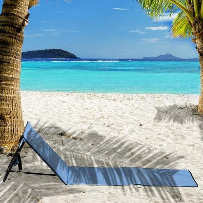 Esterillas De Playa Outsunny Acero, Tela Oxford Azul 142x51x40 Cm_1