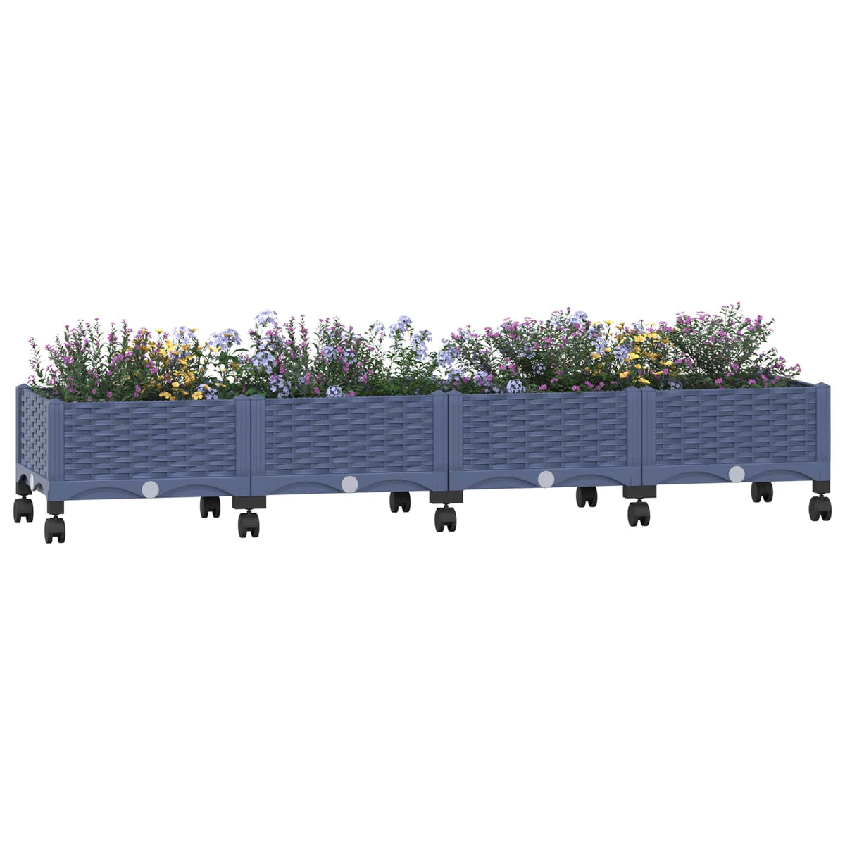 Macetero De Jardín Con Ruedas Gris Azulado 160 X 40 X 29 Cm Pp_2