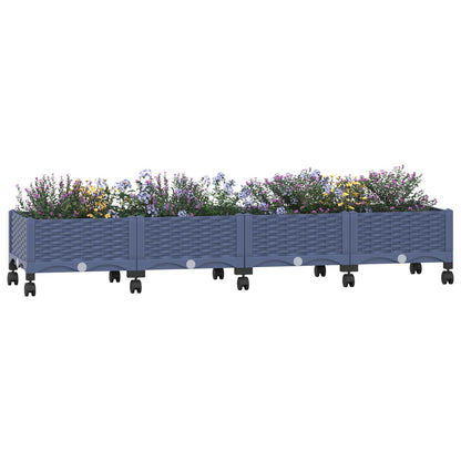 Macetero De Jardín Con Ruedas Gris Azulado 160 X 40 X 29 Cm Pp_2