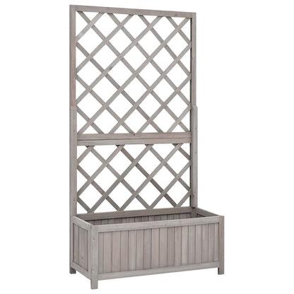 Jardinera Con Enrejado Gris 70x30x135 Cm Madera Maciza De Abeto_1