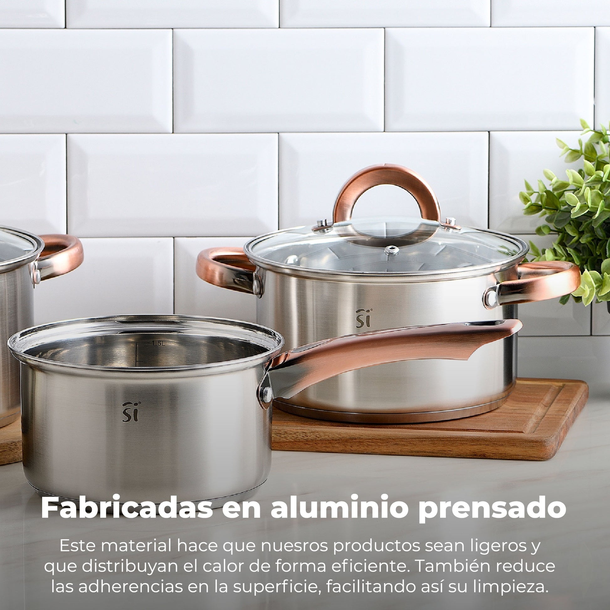Set 8 Pzs (batería De Cocina Onil 5 Pzs + Set 3 Sartenes Navy Red & Marble 16+20+24cm)_4