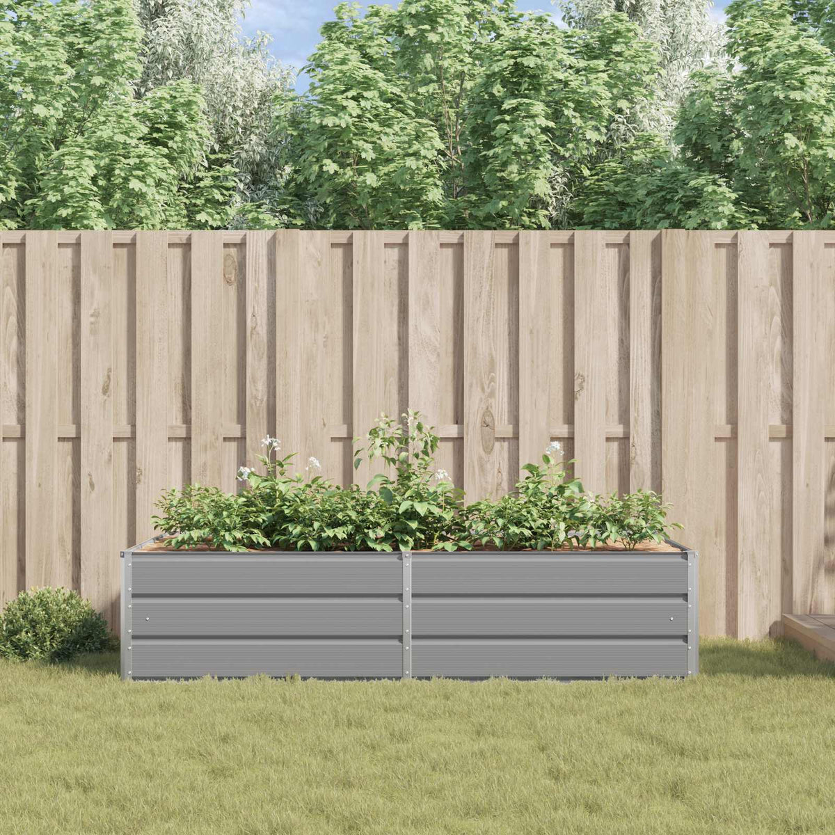 Jardinera Gris Claro 195 X 100 X 45 Cm Acero Galvanizado_3