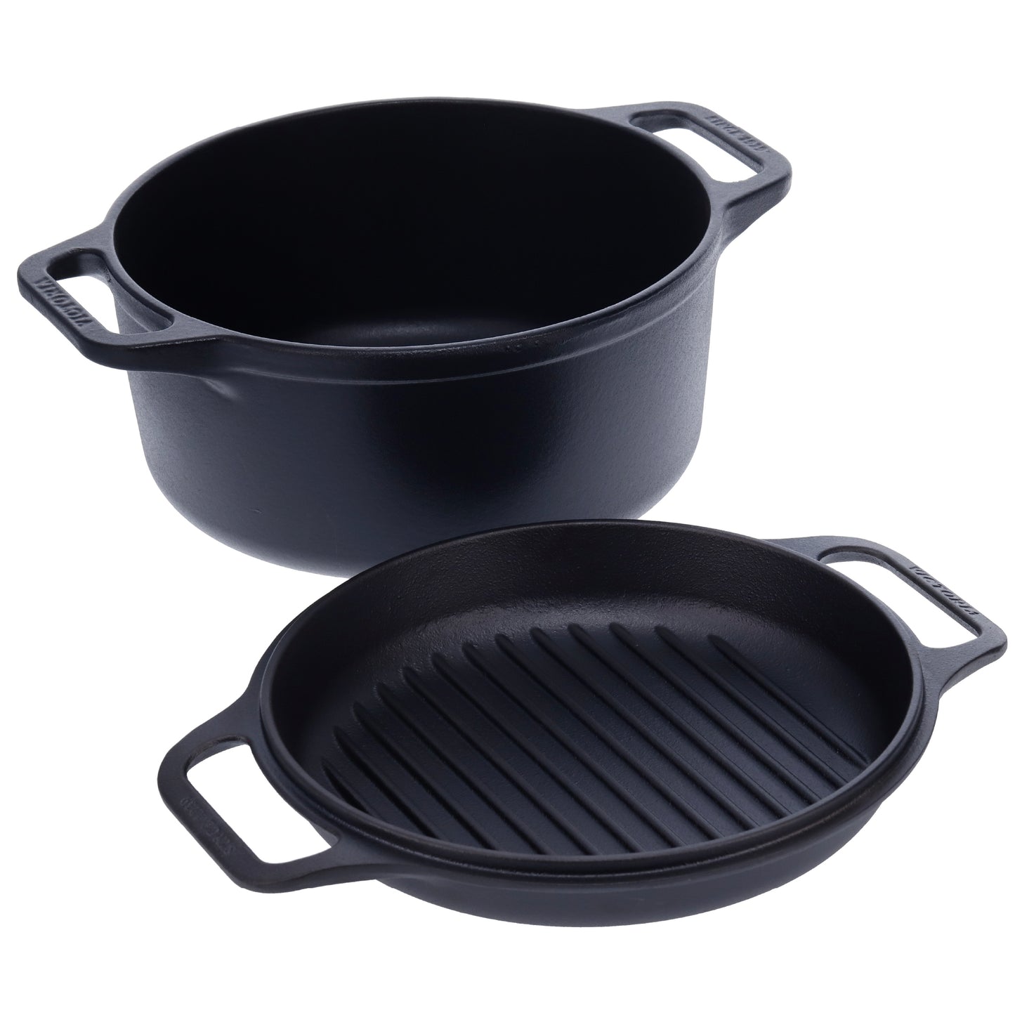 Victoria Horno Holandés Olla Inducción Hierro Fundido Curado 27cm, Tapa - Sartén, 5,7l, Sin Ptfe, 30940, Negro_0