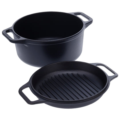 Victoria Horno Holandés Olla Inducción Hierro Fundido Curado 27cm, Tapa - Sartén, 5,7l, Sin Ptfe, 30940, Negro_0