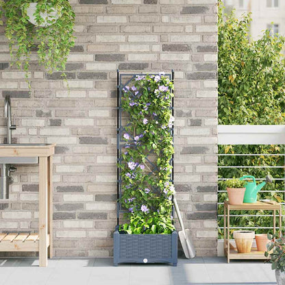 Vidaxl Maceta De Jardín Con Enrejado Gris Claro 40 X 40 X 125.5 Cm Pp_1