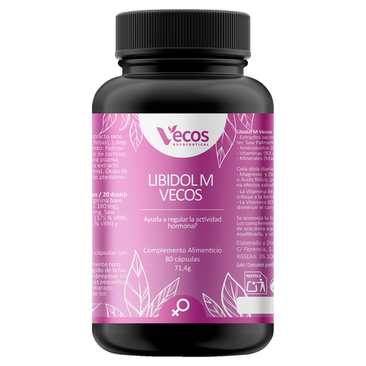 Libidol M VECOS (80 cápsulas) | Vitalidad femenina, equilibrio hormonal y fertilidad | Zinc, Maca, Vit B6 y L-Arginina_0