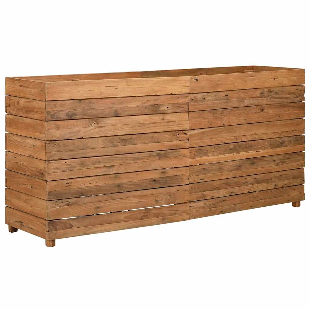 Arriate Elevado Madera De Teca Reciclada Y Acero 150x40x72 Cm_4