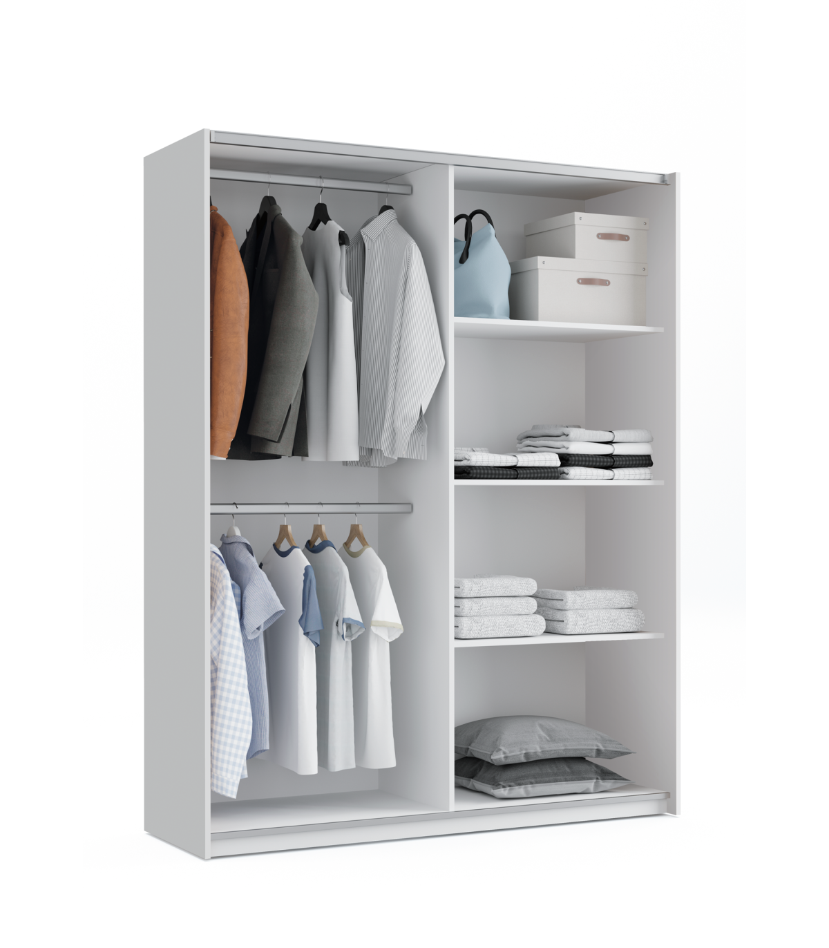 Armario Ropero 2 Puertas Correderas Onix Acabado Blanco, 200 Cm(alto)150 Cm(ancho)62 Cm(fo_4