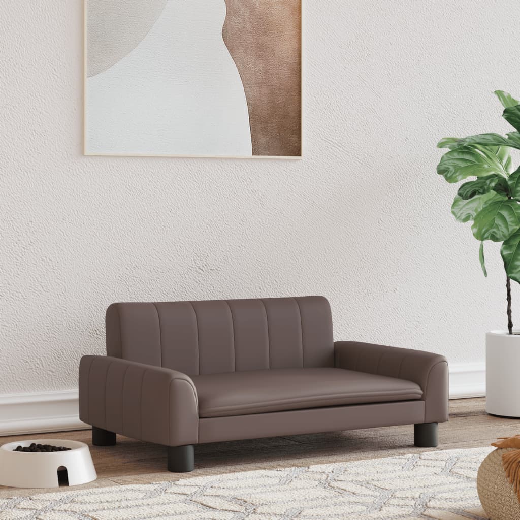 Cama Para Perros De Cuero Sintético Marrón 70x45x30 Cm / Vetonek_2