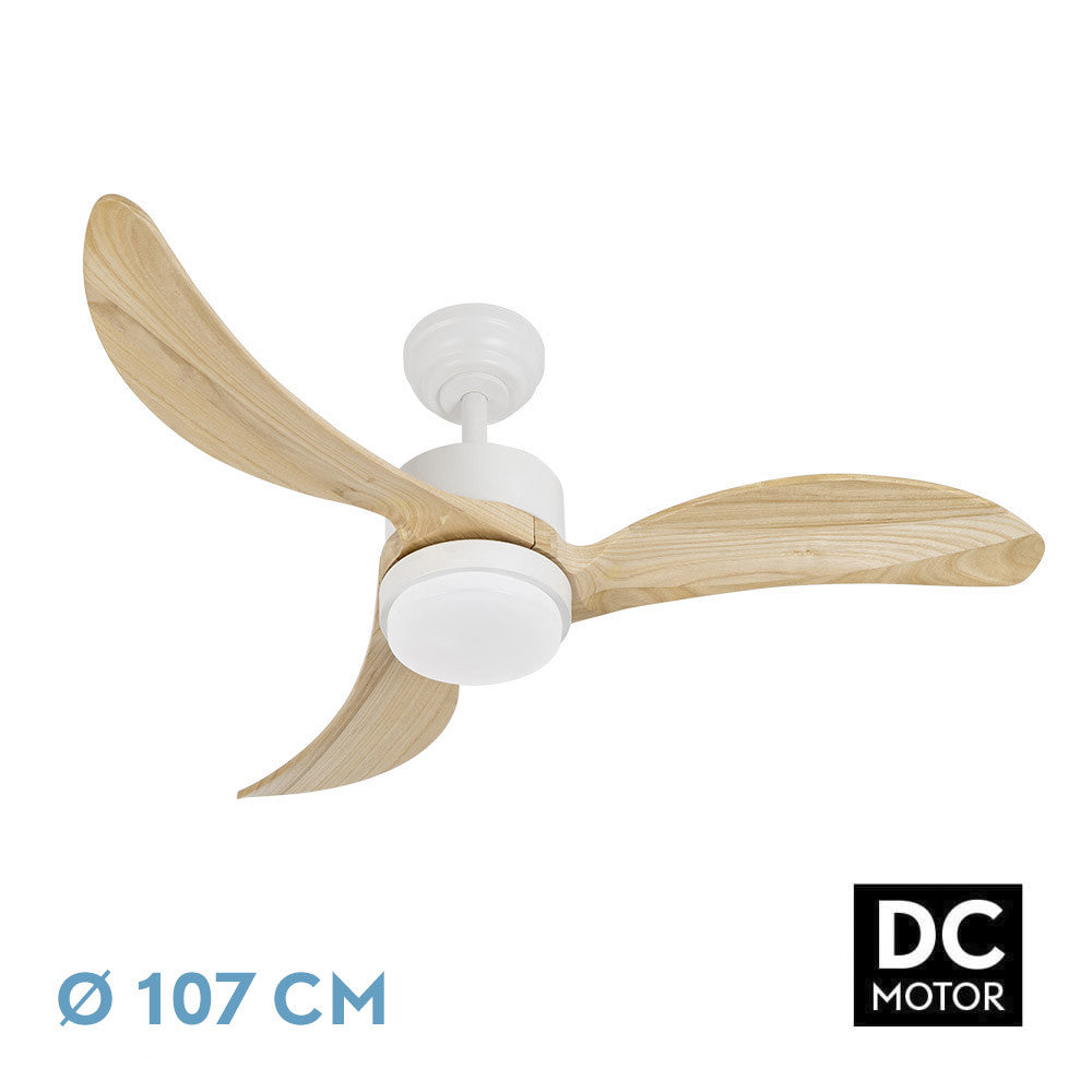Ventilador Dc Bembezar 24w Blanco 3 Aspas Haya 107d 2424lm 3000-6500k C/remoto, Reg. Intensidad, Timer, Mem._0