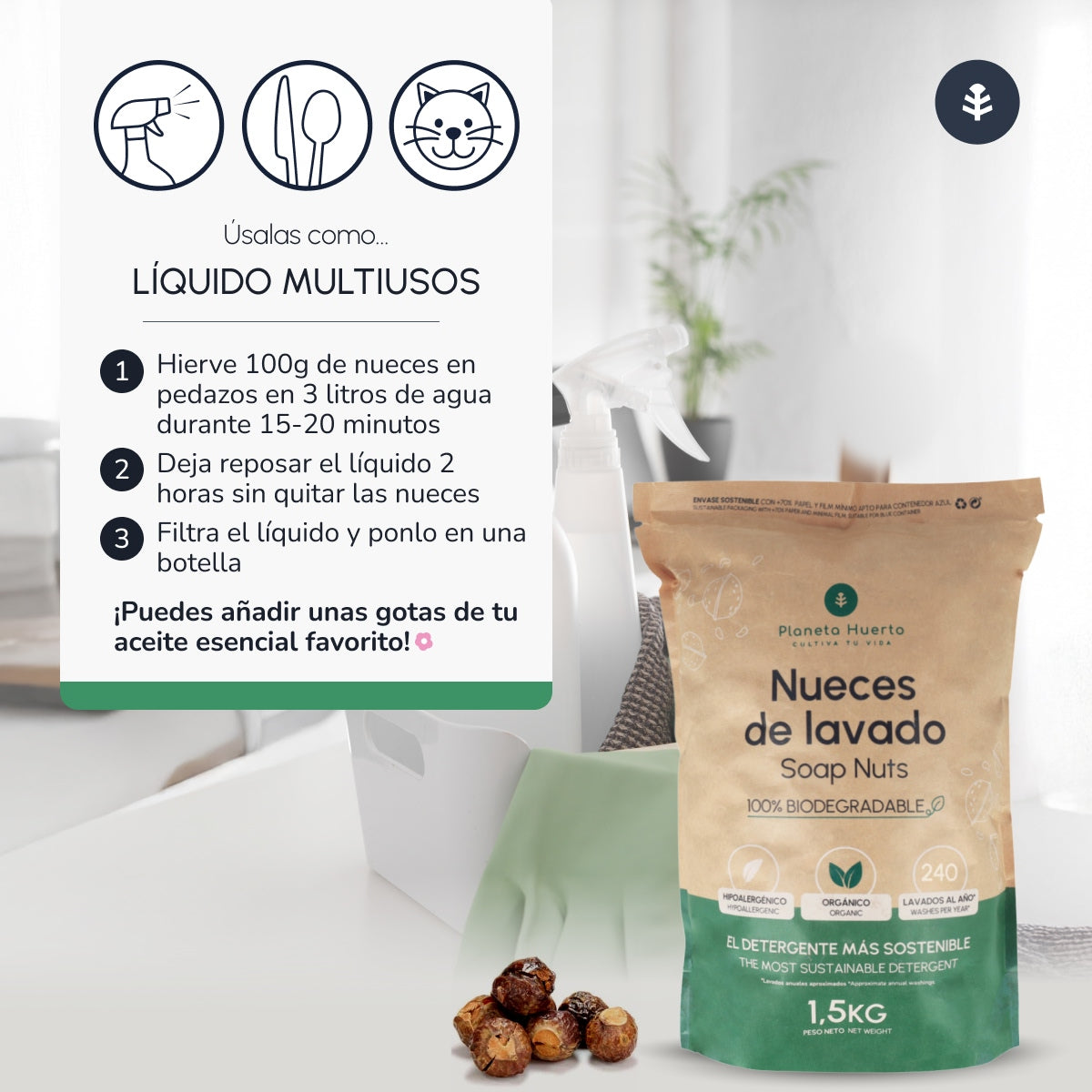 Nozes para Lavar Planeta Huerto 1,5 kg