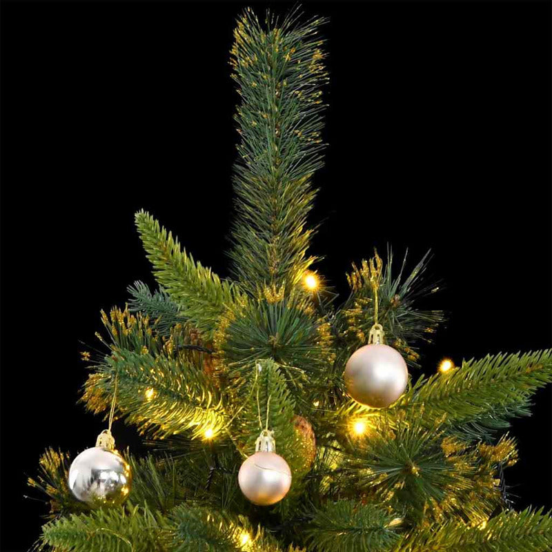 Vidaxl Árbol De Navidad Artificial Con Bisagras 300 Led Y Bolas 210 Cm_1