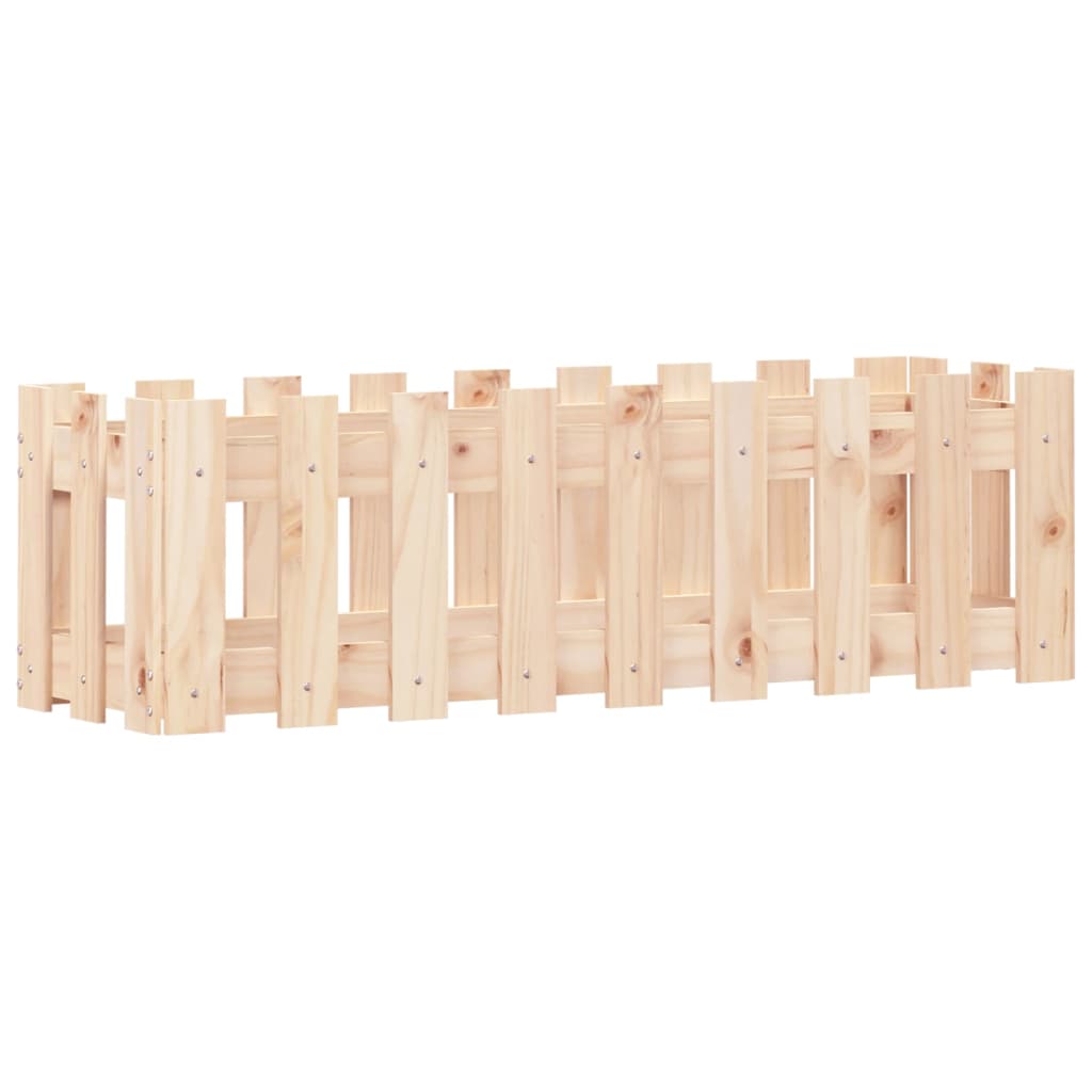 Arriate Elevado Jardín Con Valla Madera Maciza Pino 100x30x30cm_3