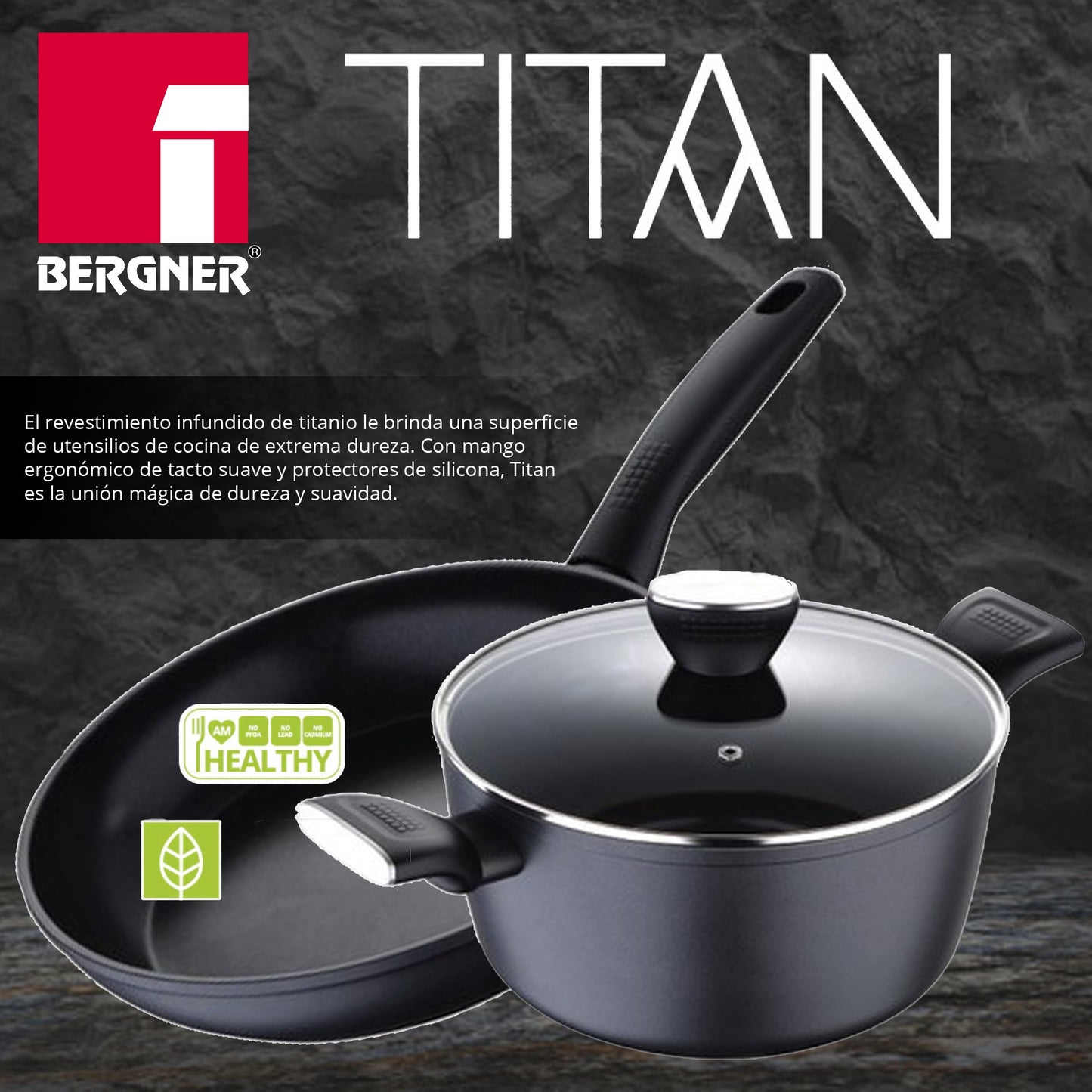 Set 6pc Batería De Cocina Aluminio, Inducción, Titan_1