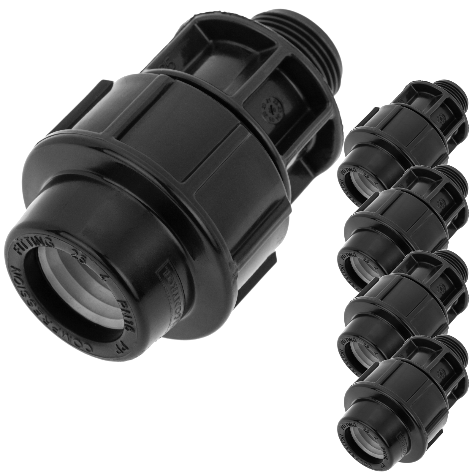 Pack De 5 Unidades Terminal De Rosca Macho De Polietileno 20 Mm X 1/2“ Para Sistema De Riego_0