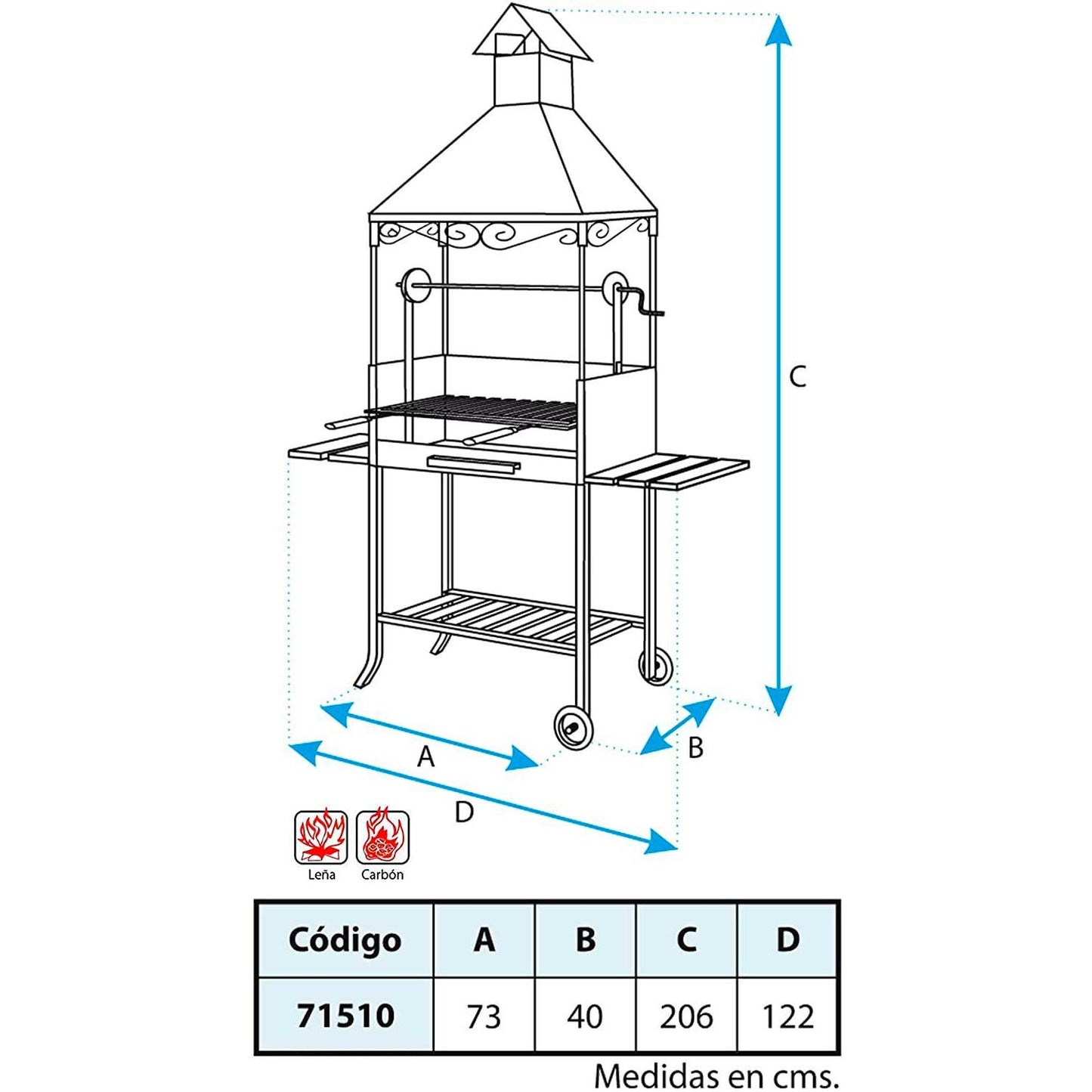 Churrasqueira completa com tabuleiros de madeira Imex El Zorro