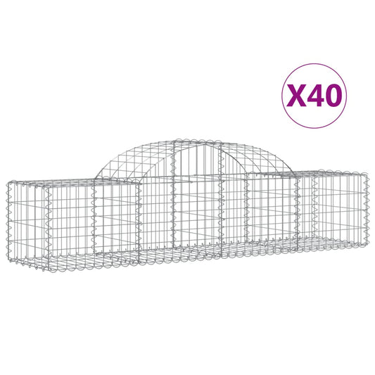 Cestas De Gaviones 40 Uds Forma De Arco Hierro 200x50x40/60 Cm_0