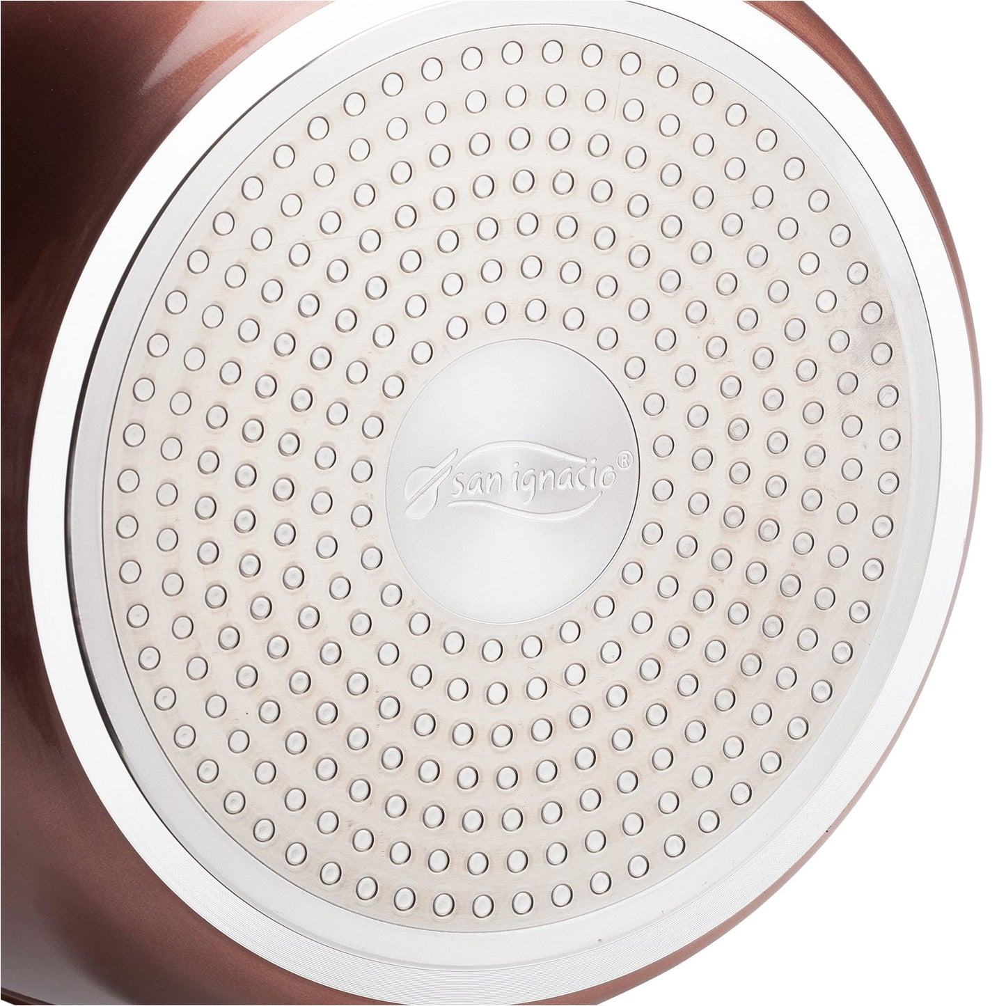 Sartén Grill / Plancha 28 X 28 X 4,5 Cms. Aluminio Prensado, Color Cobre Metalizado, Mango Revestido Con Silicona, Inducción