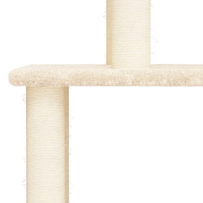 Rascador Para Gatos Con Postes De Sisal Color Crema 183 Cm_4