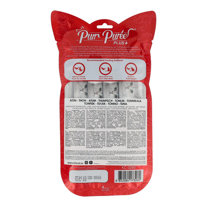 Kit Cat PurrPuree Plus - Kit Pele e Pelo de Atum Cat 4x15 g Snack cremoso para gatos