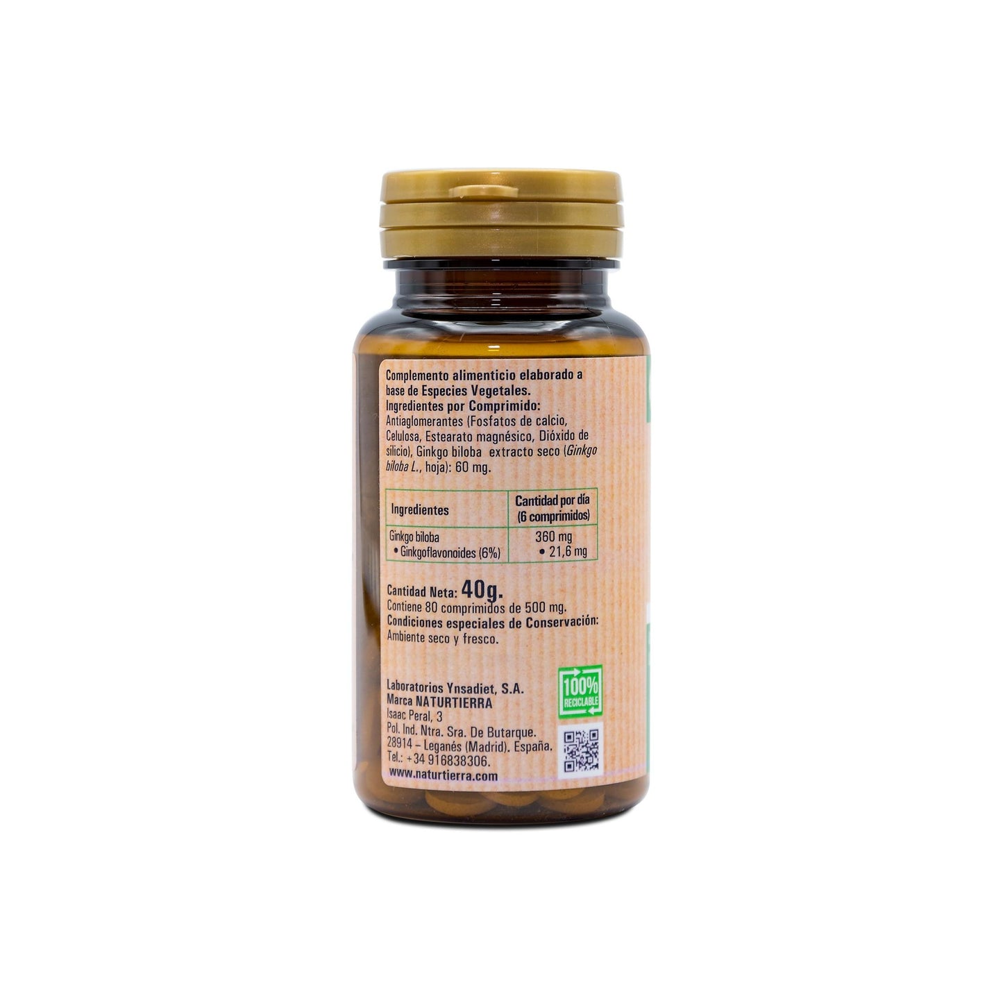 Ginko biloba, 80 comprimidos. NaturEarth
