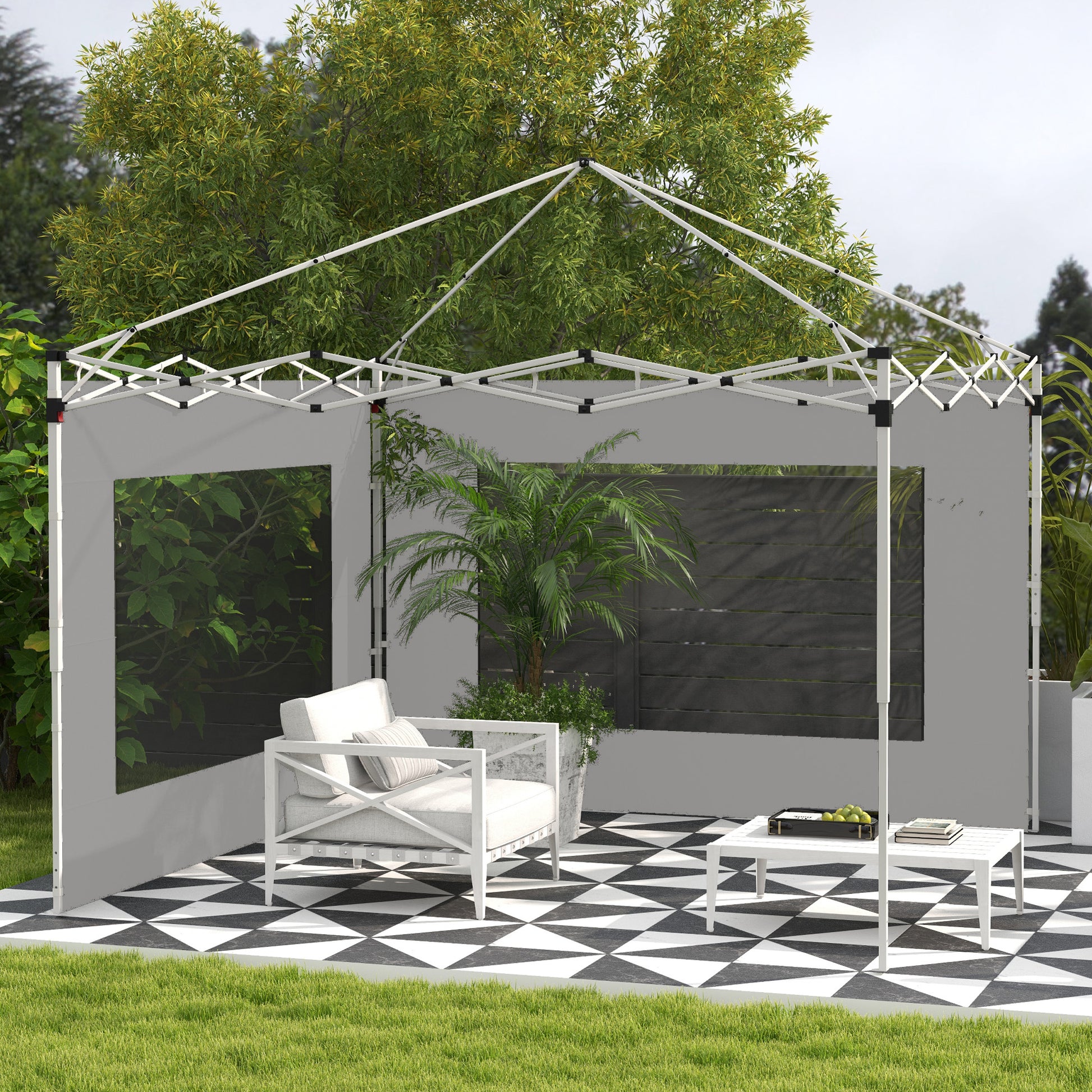 Outsunny Paredes Laterales Para Carpa De 2 Paneles 295x195 Cm Gris_1