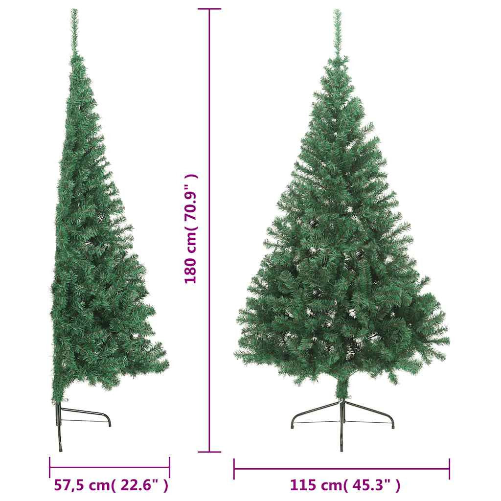 Vidaxl Medio Árbol De Navidad Artificial Con Soporte Pvc Verde 180 Cm_2